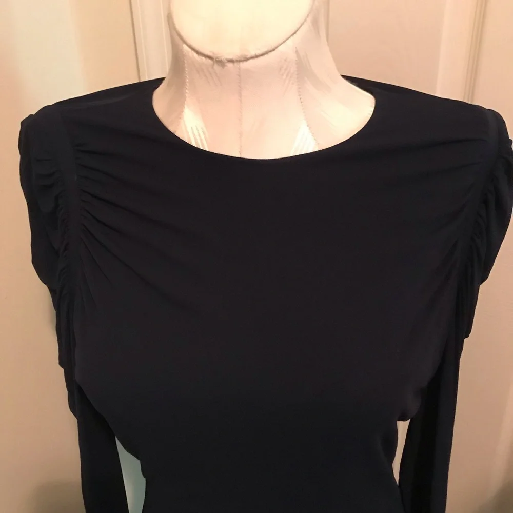Alexander McQueen dress midi length navy ink color l/s size 44 $1390 - Picture 4 of 11